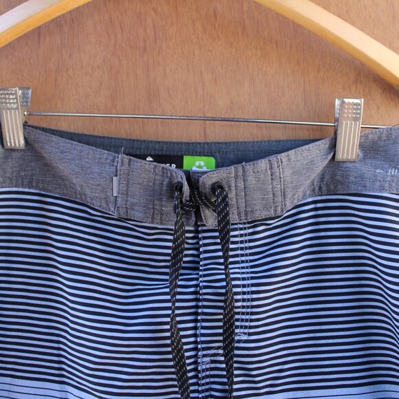 Quiksilver Board Shorts Men’s 29 Blue Gray Stripe Swim Trunks Surf Beachwear - Picture 2 of 4